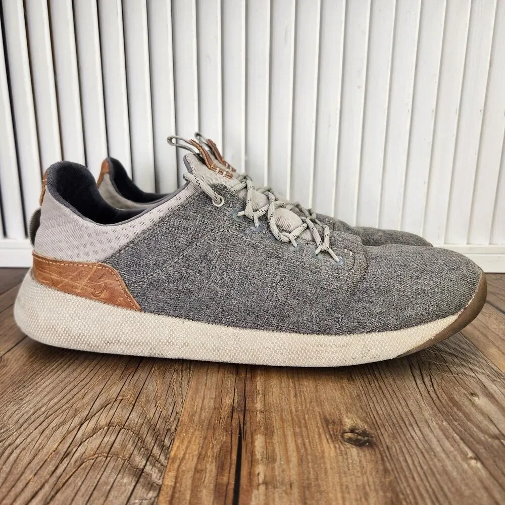 Olukai Nanea Li Mens Sz 10.5 Gray Canvas Casual Urban Sneakers Shoes 10485-LRLR